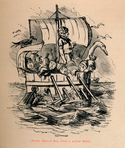 Római háborús ember, szűkös éremből, 1852 alkotó: John Leech