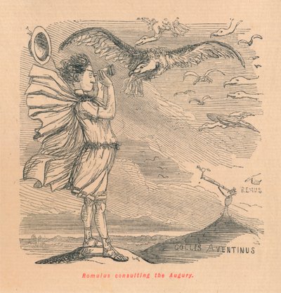 Romulus tanácsot ad az Augurynak, 1852 alkotó: John Leech
