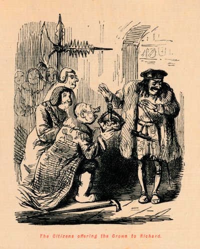 A polgárok felajánlják a koronát Richardnak, alkotó: John Leech