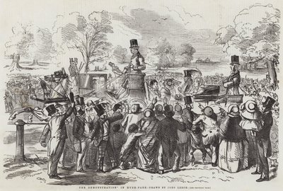 A demonstráció a Hyde-Parkban alkotó: John Leech