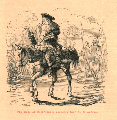Buckingham hercege azt gyanítja, hogy figyelik, 1897. alkotó: John Leech