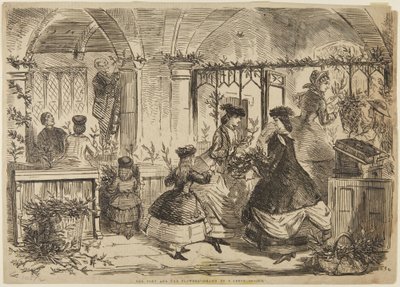 A keresztelőmedence és a virágok alkotó: John Leech
