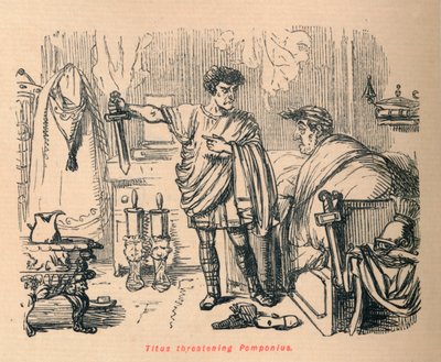 Titus Pomponiust fenyegetve, 1852 alkotó: John Leech