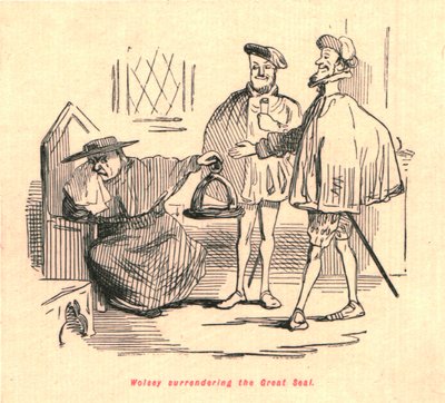 Wolsey átadja a Nagy Pecsétet, 1897. alkotó: John Leech