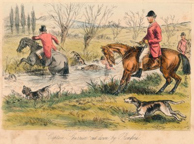 Spurrier kapitányt levágta Romford, 1865. Művészek: John Leech, Hablot Knight Browne. alkotó: John Leech and Hablot Knight Browne