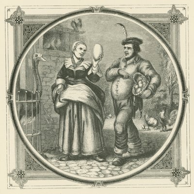 Egy tyúk minden nap tojik, de egy strucc csak évente egyszer (metszet) alkotó: John Leighton