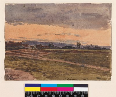 Rektor: Naplemente. Verso: Vázlat ugyanerről a témáról, 1812 alkotó: John Linnell