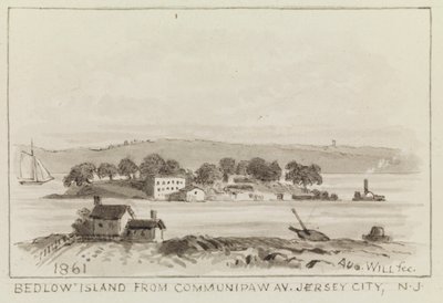 Bedloe Island a Communipaw Ave.-ről, Jersey City, N.J., 1861 alkotó: John M. August Will