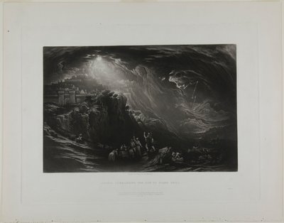 Joshua parancsolja a napnak, hogy álljon meg, a Biblia illusztrációiból alkotó: John Martin