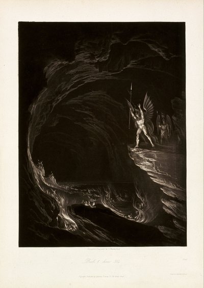 A Sátán felkelti a bukott angyalokat, 1. könyv, 314. sor, John Milton, Elveszett Paradicsom című művéből. alkotó: John Martin