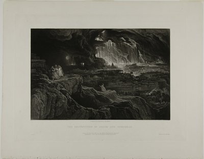 Szodoma és Gomora pusztulása, a Biblia illusztrációiból alkotó: John Martin