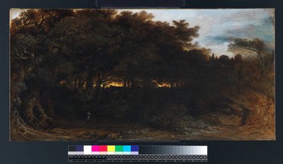Twilight in the Woodland, 1850 (olaj, papír, vászonra fektetve) alkotó: John Martin