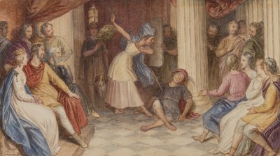 Pyramus és Thisbe, Szentivánéji álom, V. felvonás, I. jelenet, 1840 körül (wc papíron) alkotó: John Massey Wright