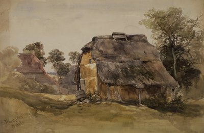 Egy régi pajta Tunbridge Wellsben (akvarell papíron) alkotó: John Middleton