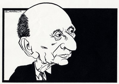 Arnold Schönberg, karikatúra alkotó: John Minnion