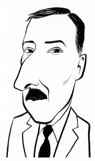 Stefan Zweig, karikatúra alkotó: John Minnion