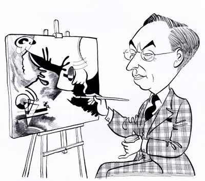 Vaszilij ( Wassily ) Kandinszkij, karikatúra festőállvánnyal alkotó: John Minnion