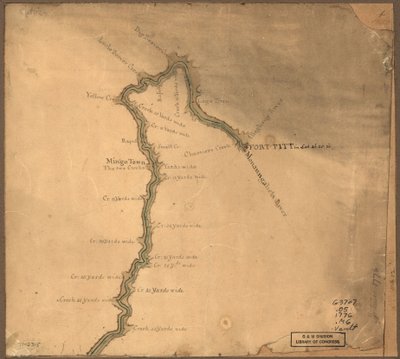 (Az Ohio folyó térképe Fort Pittből. LOC gm71002315 alkotó: John Montresor