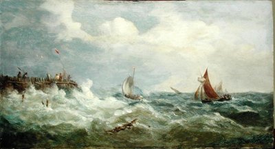 Hajók gyártása a Harbour Mouth számára (olaj a panelen) alkotó: John Moore