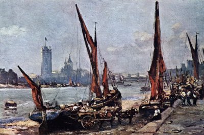 Parlament épületei Vauxhallból (színes litó) alkotó: John Muirhead