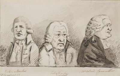 Batson, bankár, Tulley, bankár, Mr Wood, tanácsos, 69 Lombard Street, Cornhill, 1790 (toll, ecset és tinta papíron) alkotó: John Nixon