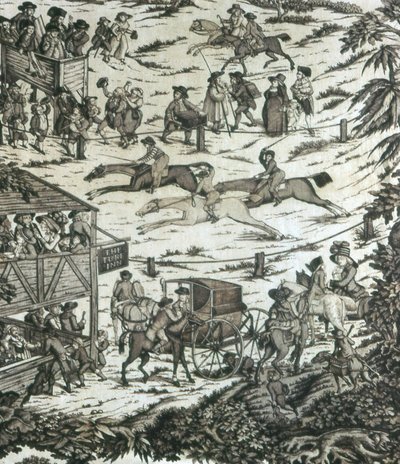 Lóverseny a Turf Innben (Lakberendezési szövet) alkotó: John Nost Sartorius