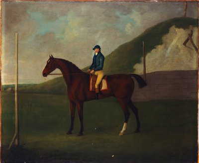 "Creeper", egy Bay Colt zsokéval a kiindulópontnál az ördögök árkában, Newmarket alkotó: John Nott Sartorius