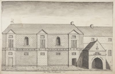 St Andrews Delineated – A könyvtár (toll és mosás papíron) alkotó: John Oliphant