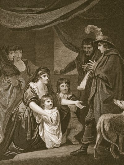 Lady Elizabeth Gray könyörög IV. Edwardnak, hogy védje meg gyermekeit, W. Bromley vésette, illusztráció David Hume „Anglia története” című kocsmájából. R. Bowyer, London, 1812 alkotó: John Opie