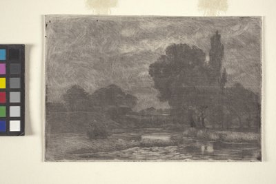 Mocsaras táj (rézkarc és monoprint) alkotó: John Otis Adams