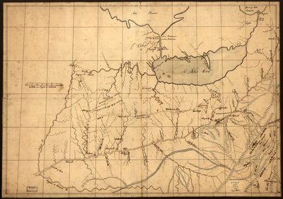 (Egy kereskedő térképe az ohiói országról 1753 előtt. LOC gm71002324 alkotó: John Patten