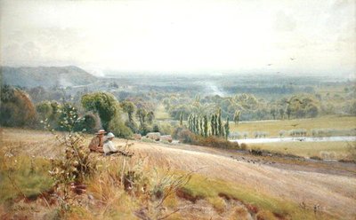Kilátás a Hedsor Hillről a Temzén, Cookham közelében (akvarell papíron) alkotó: John Pedder