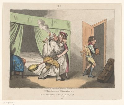 De Lustige Reiziger A szerelmes utazó (cím a tárgyon) alkotó: John Pettit (attributed to)