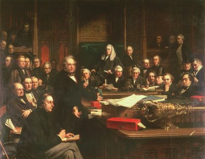 Lord Palmerston beszéde az alsóházban a franciaországi szerződésről folytatott 1860. februári viták során, 1863 (lásd még 107820-21) alkotó: John Phillip