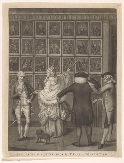 Négyen a londoni Carrington Bowles nyomda kirakata előtt Nézők egy nyomdában a Szent Pál templom udvarában (cím a tárgyon) alkotó: John Raphael Smith