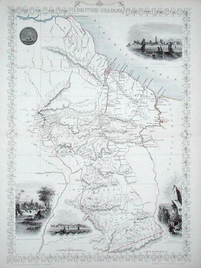 Brit Guyana, a John Tallis & Co., New York és London által kiadott világtérkép-sorozatból. alkotó: John Rapkin