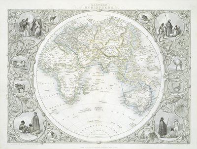 Keleti félteke, a John Tallis és Co., New York és London által kiadott világtérkép-sorozatból, 1850-es évek. alkotó: John Rapkin
