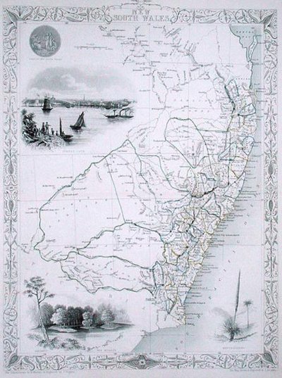 Új-Dél-Wales, a John Tallis & Co., London és New York által kiadott Világtérkép-sorozatból alkotó: John Rapkin