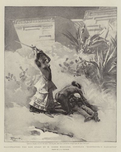 H Rider Haggard új történetének illusztrálása, Montezuma lánya címmel alkotó: John Reinhard Weguelin