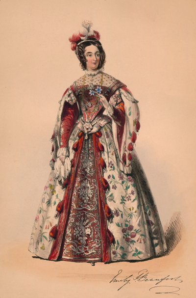 Emily Beaufort hercegnője Victorias Bal Costume királynő jelmezében, 1842. május 12., 1843. alkotó: John Richard Coke Smyth
