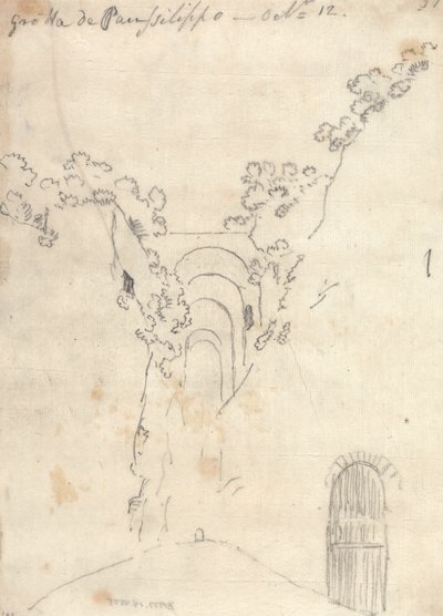 Posillipo barlangja alkotó: John Robert Cozens