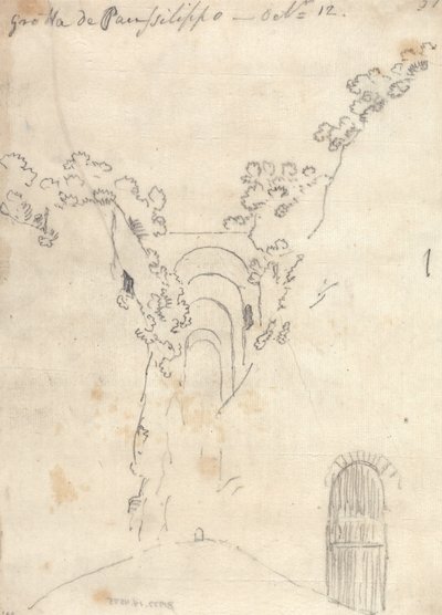 Posillipo barlangja alkotó: John Robert Cozens