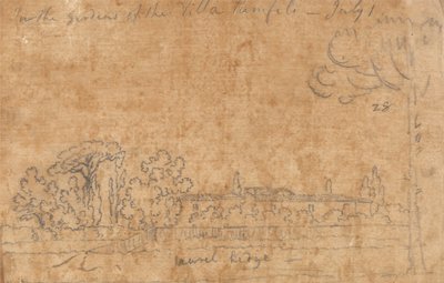 A Villa Pamphili kertjében, július 1. alkotó: John Robert Cozens