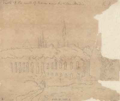 A római fal egy része a Villa Medici közelében alkotó: John Robert Cozens