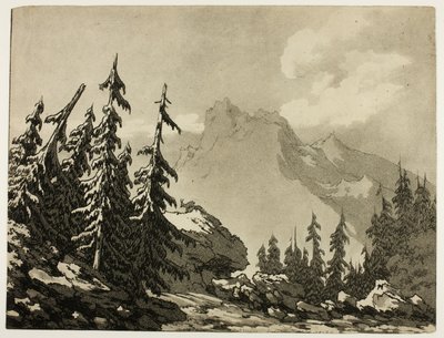 Fenyőfák a hegyekben alkotó: John Robert Cozens