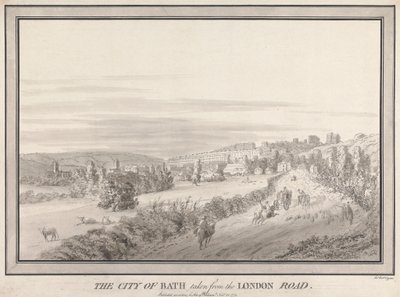 Bath városát a London Roadról vették alkotó: John Robert Cozens