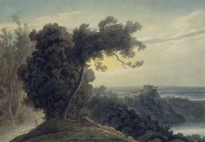 Az Albano-tó és a Gandolfo-kastély, 1783-85 körül (grafit és akvarell szőtt papíron) (lásd még: 252095) alkotó: John Robert Cozens