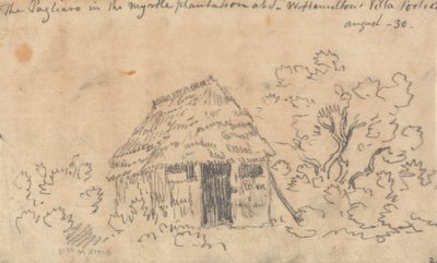A Pagliaro a mirtusz ültetvényben Sir William Hamilton villájában, Porticiben alkotó: John Robert Cozens