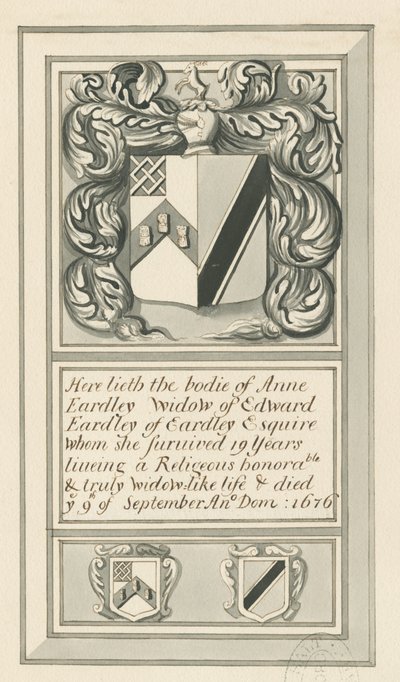 Audley Monuments – „Anne Eardley”: toll- és mosórajz, nd [?19. század] (rajz) alkotó: John Robert Fernyhough