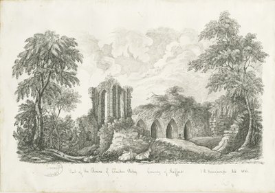 Croxden Abbey: pen and ink drawing alkotó: John Robert Fernyhough